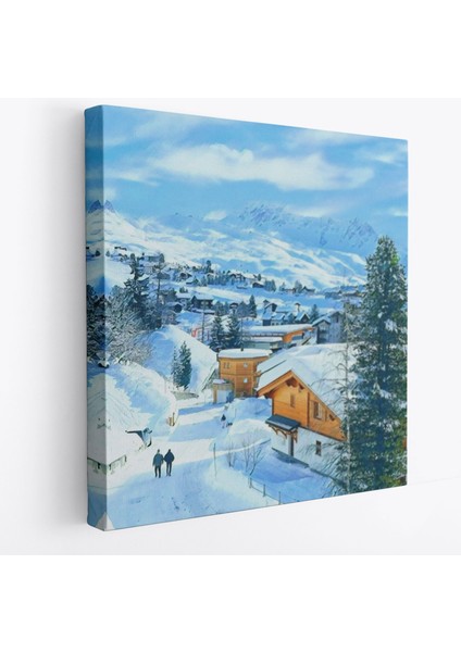 Karlı Dağ Köyü Kanvas TABLO-5912
