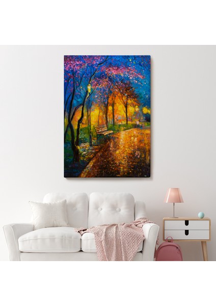 Moskova Parkta Gece Manzarası Kanvas TABLO-5986 fiyatları