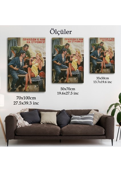 Sovyet Dönemi Işçiler ve Sarışın Kadın Duvar TABLOSU-6031 indirimleri