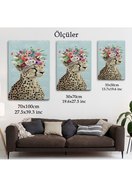 Çiçek Taçlı Kraliçe Çita Kanvas TABLO-6090 indirimleri