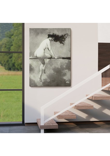 Albert Joseph Penot: Şabat Için Süpürgeden Ayrılan Cadı (1910) Dekoratif Kanvas Duvar TABLOSU-5189 fırsatları