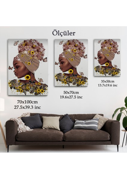 Çiçekler Içindeki Afrikalı Güzel Kadın Duvar TABLOSU-6038