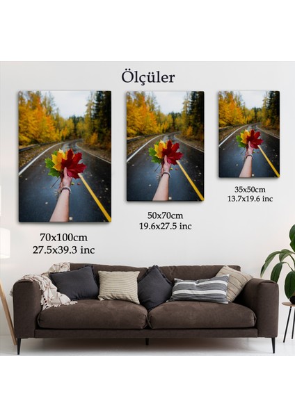 Sonbaharın Renkli Yaprakları ve Yol Manzarası Duvar TABLOSU-6089