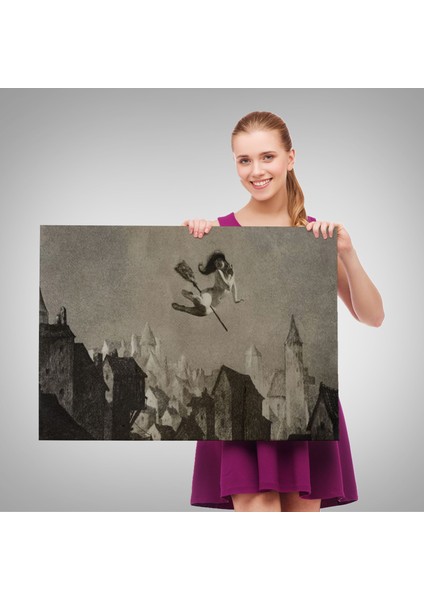 Amerikan Kabusları Tablo, Şabat Ayini, Cadı Uçuşu Kanvas Tablo, Wiccan Sihirli DEKOR-5374 fırsatları