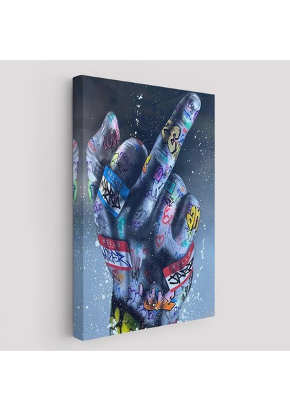 El Hareketi Hip Hop Posteri, Orta Parmak Hareketi Sokak Sanatı, Kanvas TABLO-5315