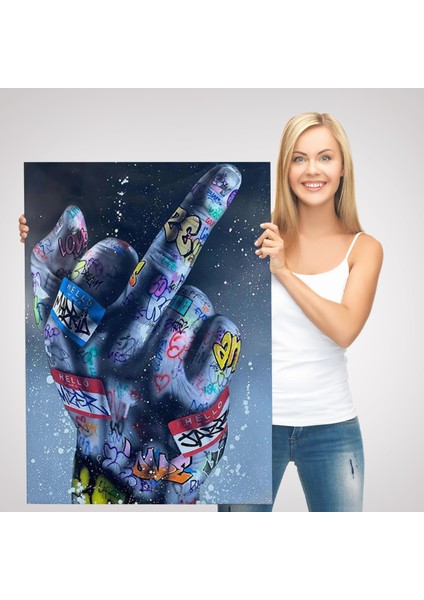 El Hareketi Hip Hop Posteri, Orta Parmak Hareketi Sokak Sanatı, Kanvas TABLO-5315 modelleri