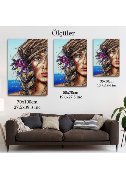 Renkli Güzel Kadın Duvar TABLOSU-6154