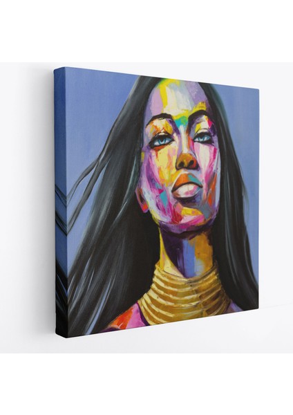 Renkli Kadın Yağlıboya Görünüm Dekoratif Kanvas Duvar TABLOSU-5835