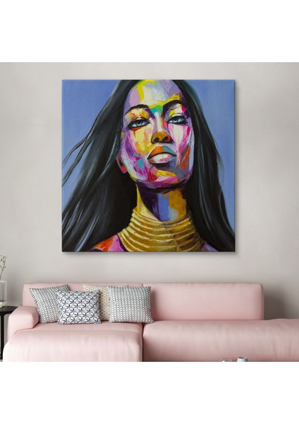 Renkli Kadın Yağlıboya Görünüm Dekoratif Kanvas Duvar TABLOSU-5835 fiyatları