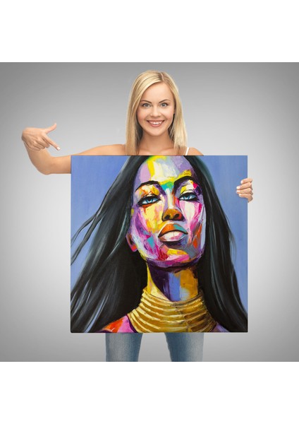 Renkli Kadın Yağlıboya Görünüm Dekoratif Kanvas Duvar TABLOSU-5835 modelleri