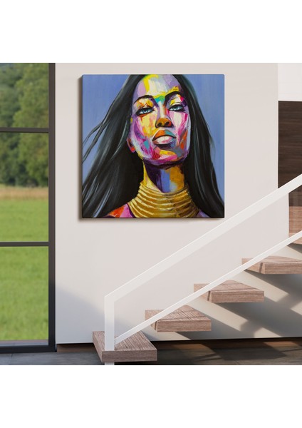Renkli Kadın Yağlıboya Görünüm Dekoratif Kanvas Duvar TABLOSU-5835 fırsatları