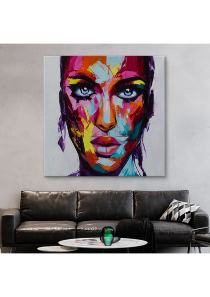 Soyut Renkli Kadın Yağlıboya Görünüm Dekoratif Kanvas Duvar TABLOSU-5836 fiyatları