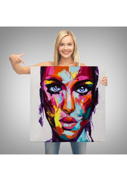 Soyut Renkli Kadın Yağlıboya Görünüm Dekoratif Kanvas Duvar TABLOSU-5836 modelleri