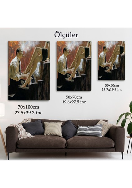 Piyano Çalan Adam ve Kadın Duvar TABLOSU-6191