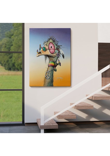 Hippi Devekuşu Dekoratif Duvar Tablosu -6181 fırsatları