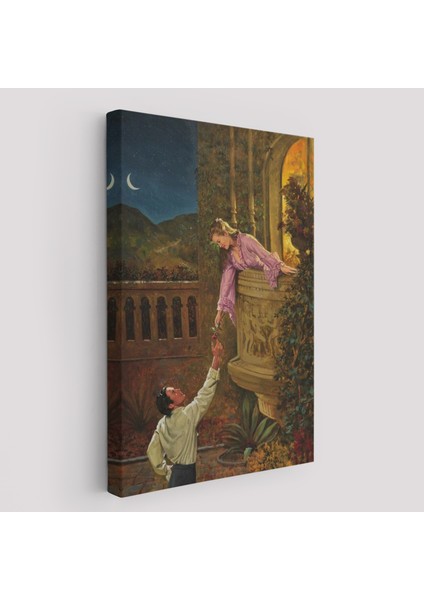 Sevgilisine Çiçek Veren Kadın Duvar TABLOSU-6241