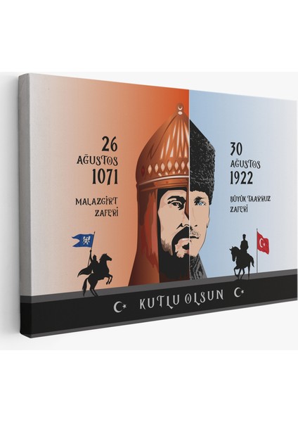 Atatürk Tablosu 30 Ağustos Zafer Bayramı Temalı Dekoratif Kanvas Tablo-Df-83