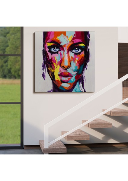 Soyut Renkli Kadın Yağlıboya Görünüm Dekoratif Kanvas Duvar TABLOSU-5836 fırsatları