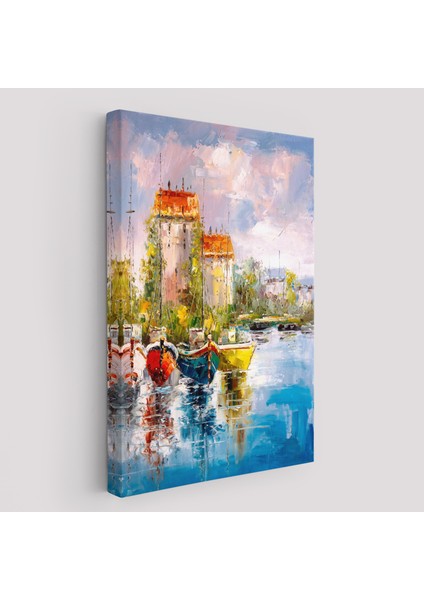 Liman Manzarası Yağlıboya Görünüm Dekoratif Kanvas Duvar TABLOSU -5981