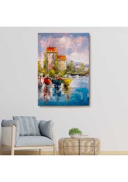 Liman Manzarası Yağlıboya Görünüm Dekoratif Kanvas Duvar TABLOSU -5981 fiyatları