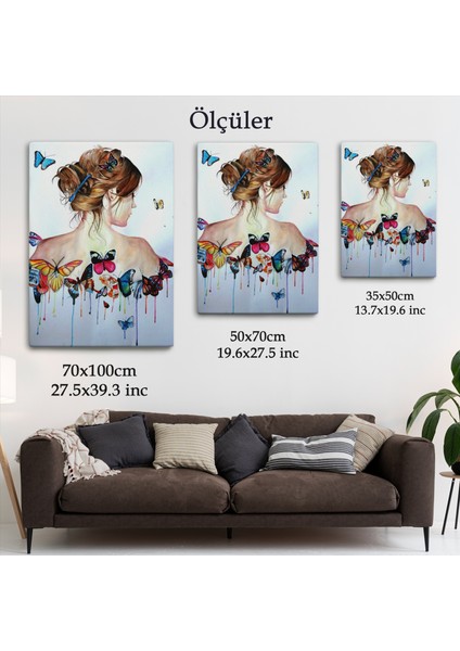 Kelebek Detaylı Güzel Kadın TABLOSU-6330