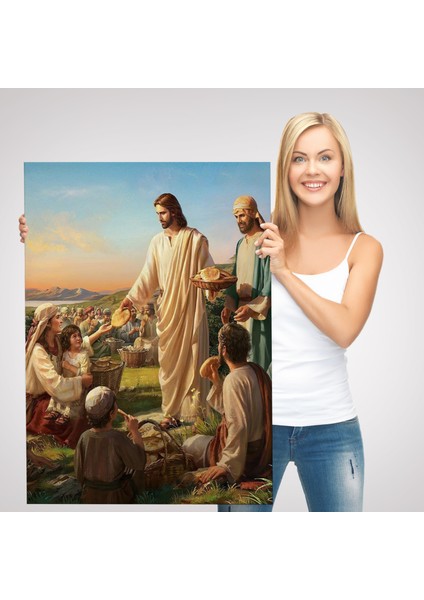 Rab Isa Binlerce Kişiyi Birkaç Ekmek Ile Doyuruyor Tablo Jesus Christ -6391