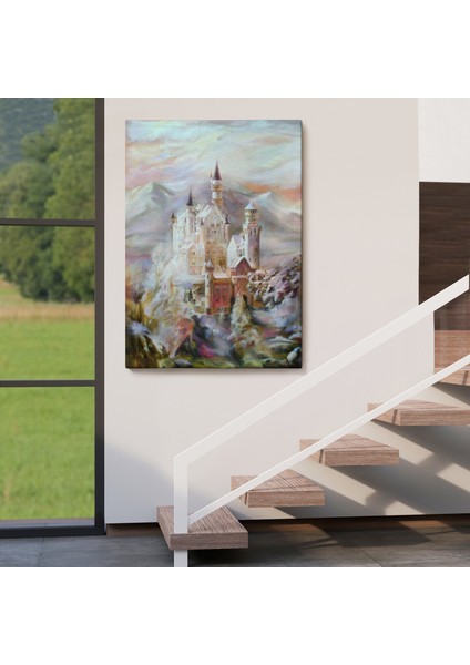 Dağların Arasındaki Şato Kanvas TABLO-5976 fırsatları