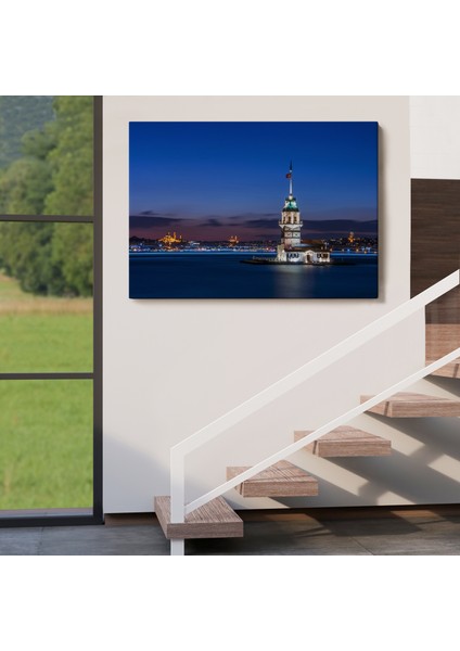 Kız Kulesi Gece Manzarası Dekoratif Kanvas TABLO-6502 fırsatları