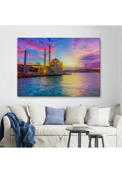Ortaköy Camii ve Boğaziçi Köprüsü Manzarası Dekoratif Kanvas TABLO-6508 fiyatları