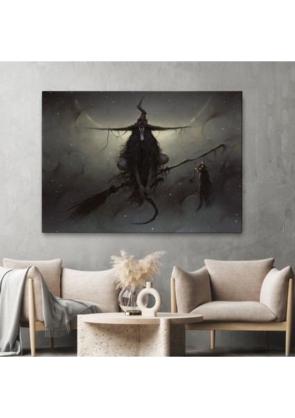 Süpürgesi'nde Uçan Cadı Tablosu, Witches HALLOWEEN-6564 fiyatları