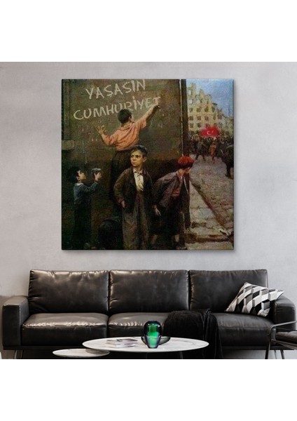 Yaşasın Cumhuriyet Yazan Çocuklar Kanvas TABLO-5896 fiyatları