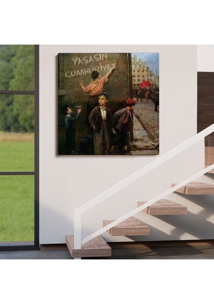 Yaşasın Cumhuriyet Yazan Çocuklar Kanvas TABLO-5896 fırsatları