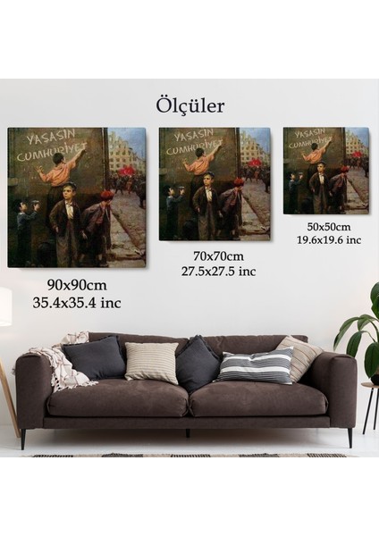 Yaşasın Cumhuriyet Yazan Çocuklar Kanvas TABLO-5896 indirimleri