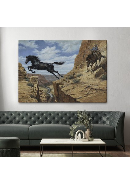 Atı Yakalamaya Çalışan Kavboy TABLOSU-6537 fiyatları