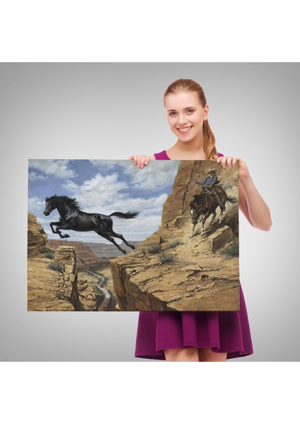 Atı Yakalamaya Çalışan Kavboy TABLOSU-6537 fırsatları