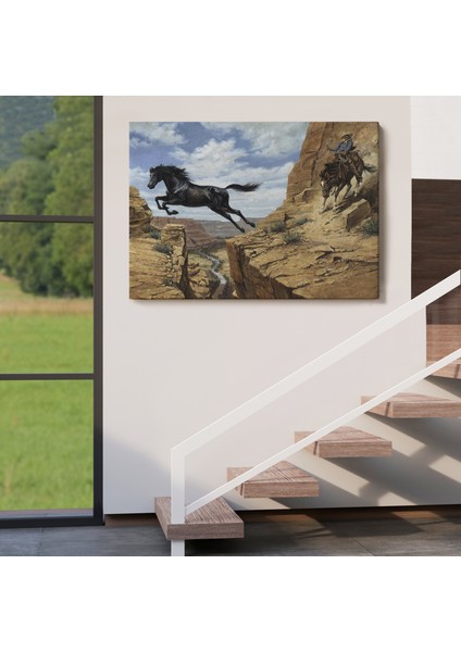 Atı Yakalamaya Çalışan Kavboy TABLOSU-6537 indirimleri