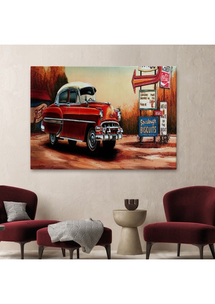 Kırmızı Klasik Araba TABLOSU-6608
