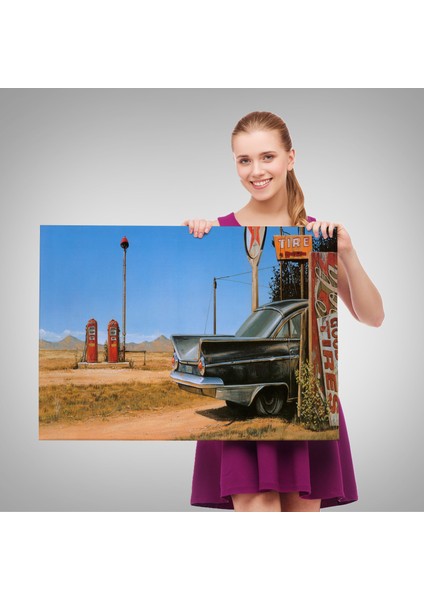 Kırmızı Klasik Araba TABLOSU-6608