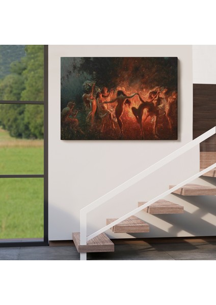 Şabat Ayinin De Ateş Etrafında Dans Eden Kadınlar Tablosu - Fire DANCE-6589 indirimleri