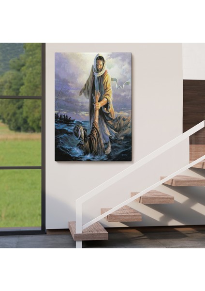 Isa Peteri Kurtarıyor Tablo, Hırıstıyan Hediyesi, Jesus Saving PETER-6092 fırsatları