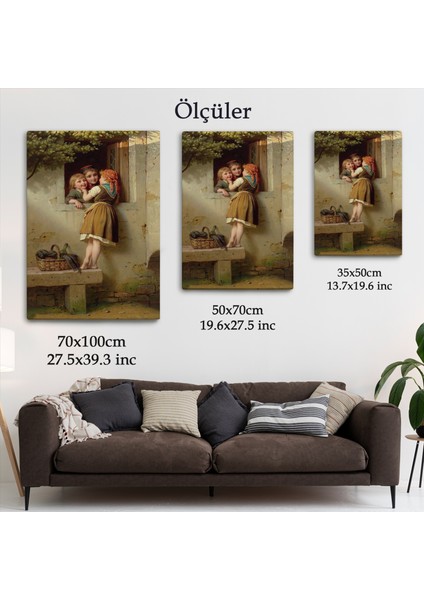 Pencerede Sohbet Eden Çocuklar Tablosu, Johann Georg Meyer Von BREMEN-6305 indirimleri