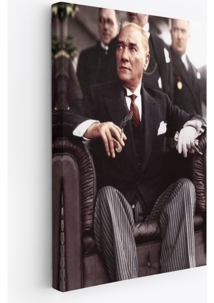 Atatürk Portre Tablosu Mustafa Kemal Atatürk Dikdörtgen Dekoratif Kanvas Tablo-Ch-58