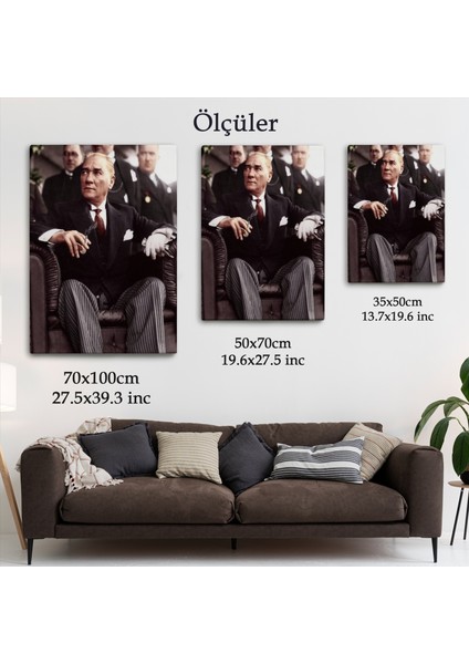 Atatürk Portre Tablosu Mustafa Kemal Atatürk Dikdörtgen Dekoratif Kanvas Tablo-Ch-58