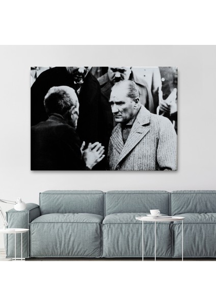 Atatürk Portre Tablosu Mustafa Kemal Atatürk Dikdörtgen Dekoratif Kanvas TABLO-FV-147