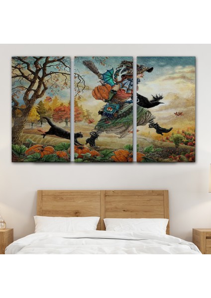 Cadı ve Kedisi Cadılar Bayramı Helloven Duvar Tablosu -6648 modelleri