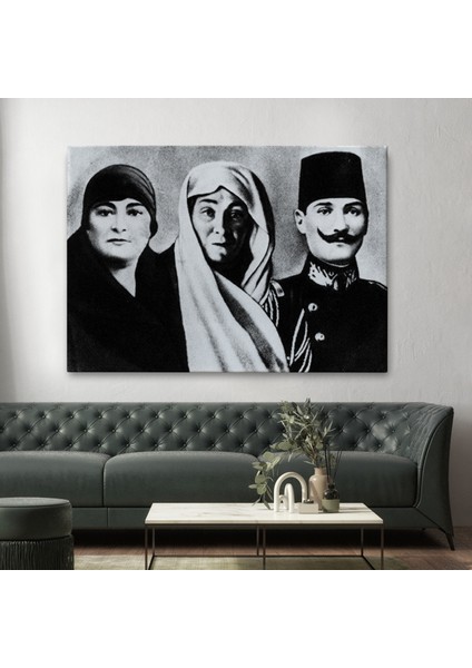 Atatürk Portre Tablosu Mustafa Kemal Atatürk Dikdörtgen Dekoratif Kanvas TABLO-FL-136