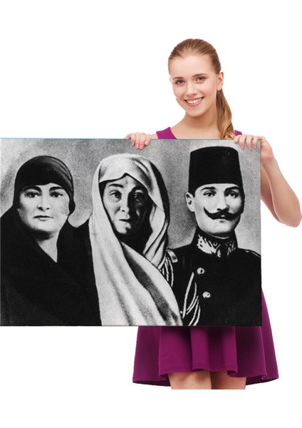 Atatürk Portre Tablosu Mustafa Kemal Atatürk Dikdörtgen Dekoratif Kanvas TABLO-FL-136