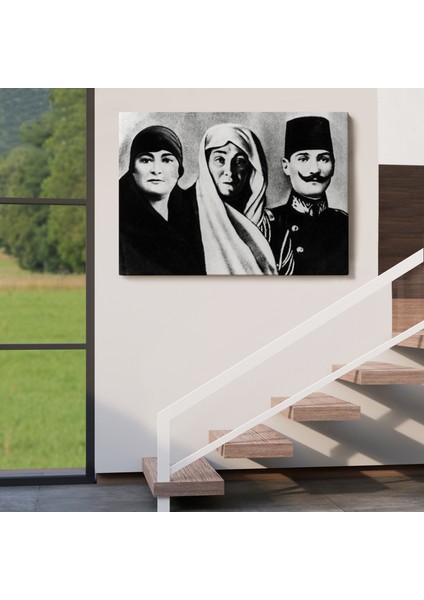 Atatürk Portre Tablosu Mustafa Kemal Atatürk Dikdörtgen Dekoratif Kanvas TABLO-FL-136