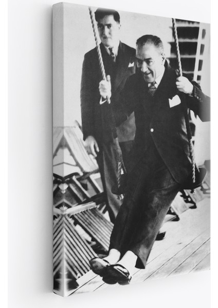 Atatürk Portre Tablosu Mustafa Kemal Atatürk Dikdörtgen Dekoratif Kanvas TABLO-FÜ-146