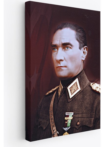 Atatürk Portre Tablosu Mustafa Kemal Atatürk Dikdörtgen Dekoratif Kanvas Tablo-Cp-67